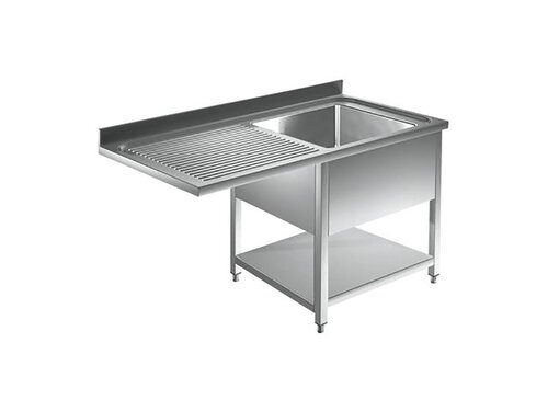 Edelstahl Sp�lzentrum PREMIUM, 1 Becken rechts, Abtropffl�che, Grundboden, BTH 1200 x 700 x 850 mm