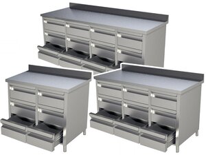 Edelstahl Schubladenschrank PREMIUM, 4x3 Schubladen,...