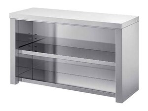 Edelstahl Wandh�ngeschrank PREMIUM, offen, 1 Zwischenboden, BTH 800 x 400 x 650 mm