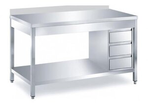 Edelstahl Arbeitstisch PREMIUM, Bautiefe 70 cm, 3...