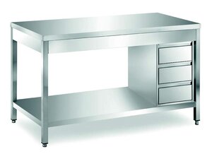 Edelstahl Arbeitstisch PREMIUM, Bautiefe 70 cm, 3...