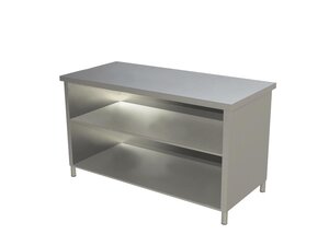 Edelstahl Arbeitsschrank PREMIUM, Bautiefe 60 cm, offen,...