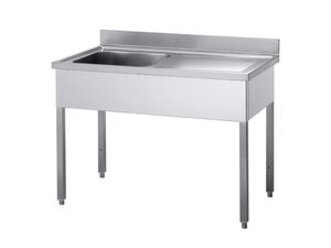 Edelstahl Sp�ltisch PREMIUM, Bautiefe 60 cm, 1 Becken...