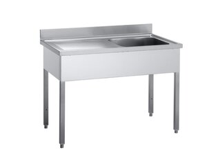 Edelstahl Sp�ltisch PREMIUM, Bautiefe 60 cm, 1 Becken...