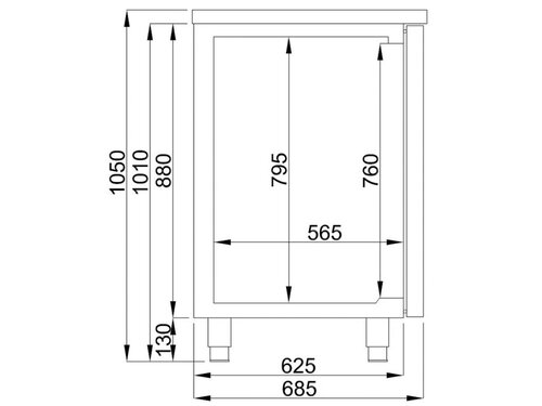 Ausschanktheke mit 2 Türen, 1 Spülbecken rechts, BTH 1550 x 700 x 950 mm