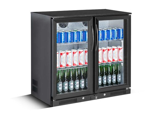 Flaschenkühlschrank mit Klapptüren, schwarz, 208, Liter 900 x 520 x 900 mm
