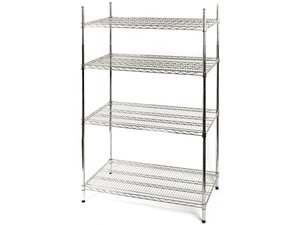 Lagerregal aus verchromten Stahl, BTH 122 x 61 x 180 cm