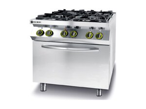 Hendi Gasherd mit 4 Brennern und elektrischem Ofen, 19...