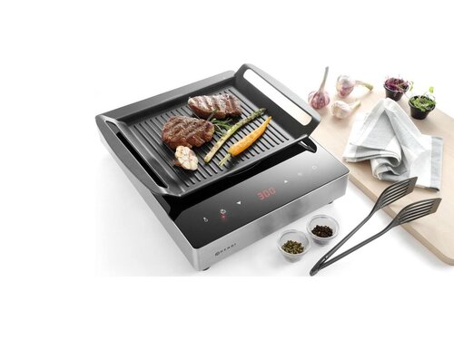 HENDI Grillplatte fr Induktionskocher, Aluminiumguss mit Anti-Haft-Beschichtung