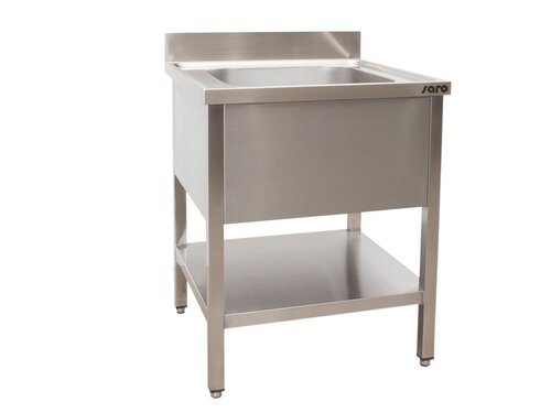 Saro Spltisch, Edelstahl, Unterblatt, 1 Becken, Aufkantung, BTH 700 x 600 x 850 mm