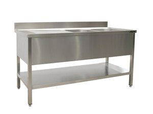 Saro Sp�ltisch, 2 Becken, rechts, Aufkantung, BTH 1200 x 600 x 850 mm