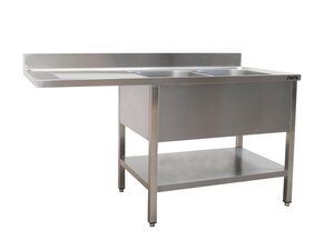 Saro Sp�lcenter, 2 Becken rechts, Edelstahl, Unterblatt, Aufkantung, BTH 1600 x 600 x 850 mm