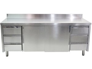 Edelstahl Arbeitsschrank PREMIUM, mit Schiebet�ren und...