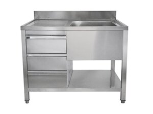 Edelstahl Sp�ltisch PREMIUM, mit 1 Becken rechts,...