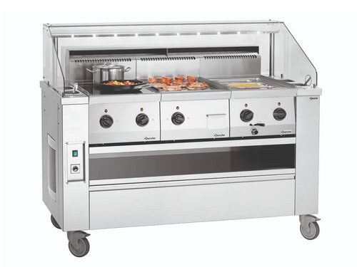 Mobile Kochstation f�r 3 Auftischger�te, Bartscher KST3240 Plus, BTH 1520 x 770 x 1263 mm