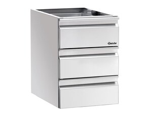 Schubladenblock Edelstahl, 3x1/1GN, BTH 400 x 585 x 570 mm