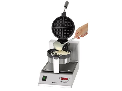 Bartscher Deluxe 1BW170D Waffeleisen, f�r 1 Waffel, Platte aus beschichtetem Aluminiumdruckguss, Waffelgr��e � 170 mm