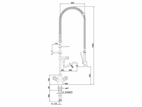 Zweigriffmischer 26L-1801B, Bartscher, BTH 515 x 415 x 1430 mm