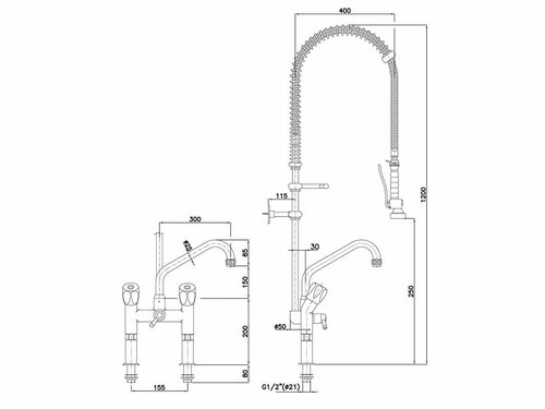 Zweigriffmischer 40L-1802B, Bartscher, BTH 515 x 415 x 1220 mm