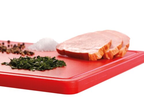 Bartscher PRO 53x32 R-R Schneidbrett mit Saftrinne, Rot, BTH 530 x 325 x 24 mm