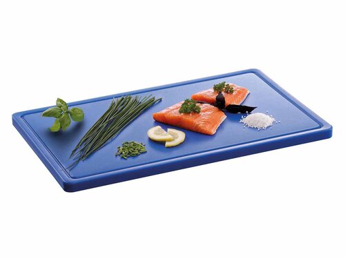 Bartscher PRO 53x32 B-R Schneidbrett mit Saftrinne, Blau, BTH 530 x 325 x 24 mm