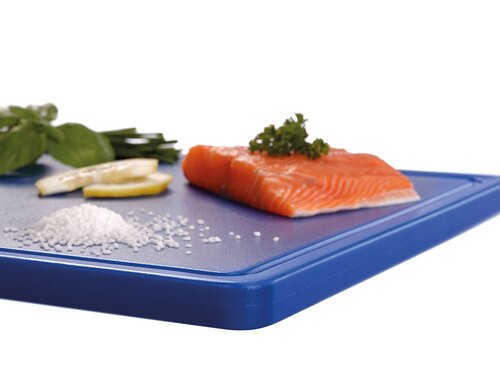 Bartscher PRO 53x32 B-R Schneidbrett mit Saftrinne, Blau, BTH 530 x 325 x 24 mm