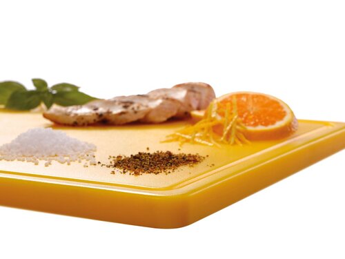 Bartscher PRO 53x32 GE-R Schneidbrett mit Saftrinne, Gelb, BTH 530 x 325 x 24 mm