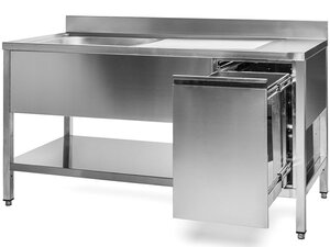 Edelstahl Sp�ltisch PREMIUM, 1 Becken links, mit...