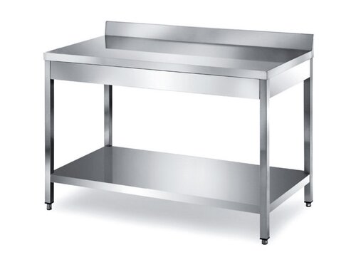 Edelstahl Arbeitstisch PREMIUM, Grundboden, Aufkantung, verschwei�t, BTH 1000 x 600 x 850 mm