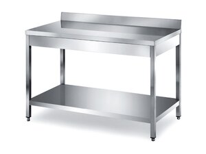 Edelstahl Arbeitstisch PREMIUM, mit Grundboden, mit...