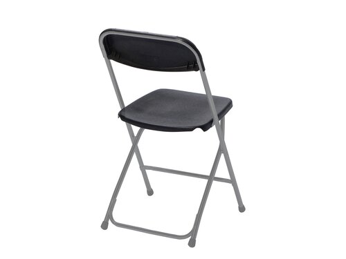 FEROS Klappstuhl Budget in Grau/Schwarz, Stahlgestell, klappbar, stapelbar, BTH 430 x 450 x 800 mm