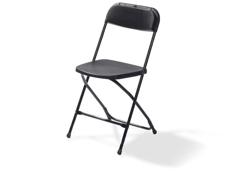 FEROS Klappstuhl Budget in Schwarz/Schwarz, Stahlgestell, klappbar, stapelbar, BTH 430 x 450 x 800 mm