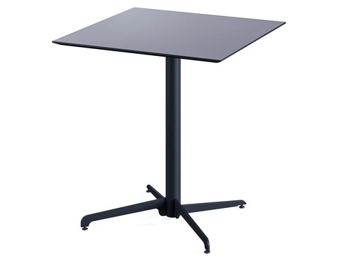 Bistrotisch X Cross niedrig black, Aluminium, quadratische Tischplatte, HPL-Oberflche, schwarz, BTH 700 x 700 x 740 mm
