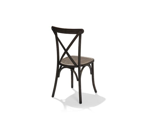 Stuhl Crossback, aus Massivholz, Braun, stapelbar, BTH 480 x 470 x 880 mm