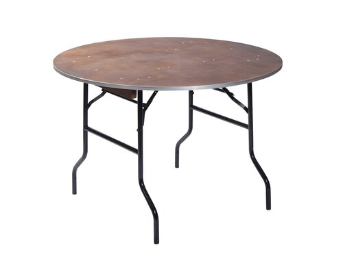 Banketttisch rund mit Holz-Tischplatte, 18 mm stark, Stahlgestell in Schwarz, klappbar, Ø 1520 H 760 mm