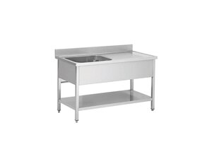 Spltisch, Becken u. Abstellflche aus Edelstahl, BTH...