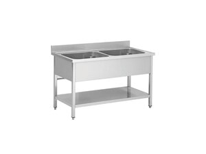 Spltisch, Becken u. Abstellflche aus Edelstahl, BTH...