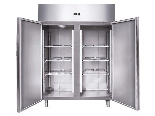 Edelstahl Kühlschrank mit 2 Türen, GN 2/1, Inhalt 1145 Liter