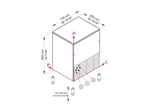 Brema Eisw�rfelbereiter B-QUBE, 72 kg/24 h, 40 kg Eisvorratsbeh�lter, luftgek�hlt, Ablaufpumpe, R290, BTH 735 x 603 x 850 mm