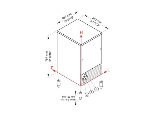 Brema Eisw�rfelbereiter B-QUBE, 48 kg/24 h, 25 kg Eisvorratsbeh�lter, luftgek�hlt, Ablaufpumpe, R290, BTH 497 x 592 x 797 mm