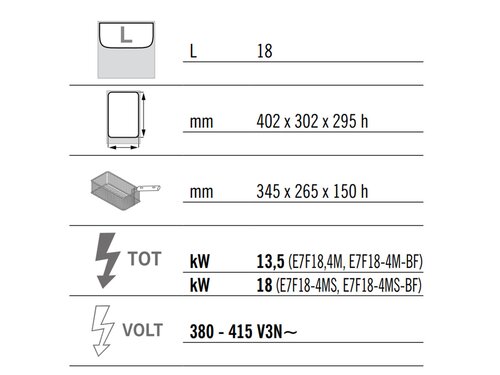 Elektro Fritteuse, Bertos E7F18-4M, 18 Liter, Standgert, 13,5 kW,  BTH 400 x 714 x 900 mm