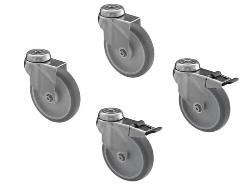 Lenkrollensatz 4 Rollen � 125 mm, mit 2 Feststellbremsen