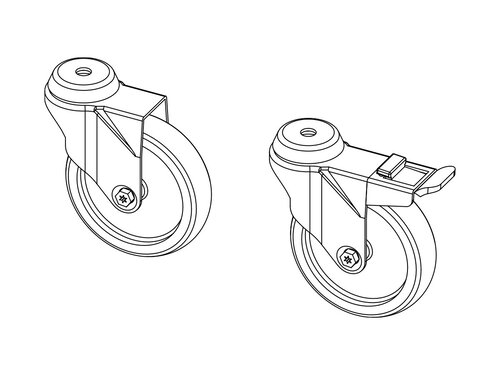 Lenkrollensatz 4 Rollen � 125 mm, mit 2 Feststellbremsen
