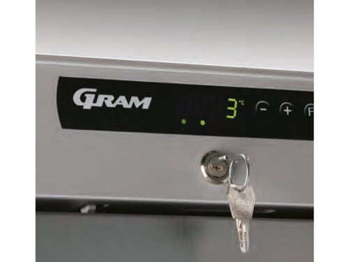 Kühlschrank Edelstahl, GRAM Compact KG 210 RG 3W, mit Glastür, B-Ware, BTH 595 x 640 x 830 mm