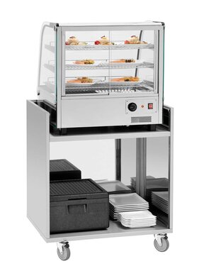 Mobile Theke Snackpoint 200, mit Glasaufsatz, 4 Rollen, BTH 800 x 600 x 1225 mm