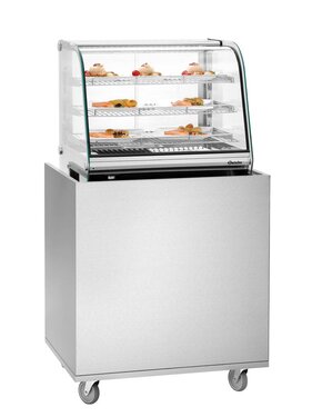 Mobile Theke Snackpoint 200, mit Glasaufsatz, 4 Rollen, BTH 800 x 600 x 1225 mm