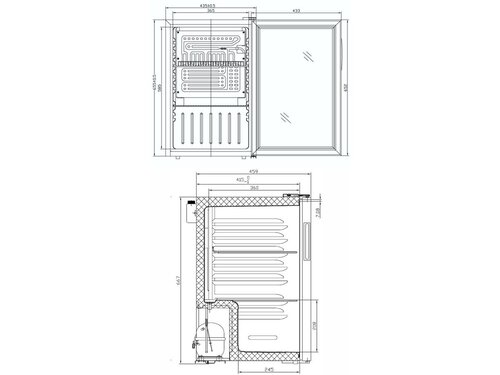 Kühlschrank Counter 68-Silver, 75 Liter, Umluftkühlung, BTH 435 x 475 x 686 mm