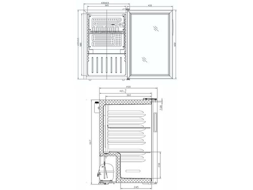Kühlschrank Counter 68-Black, 75 Liter, Umluftkühlung,...