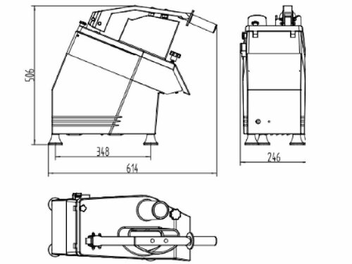 vaiotec EASYLINE Gem�seschneider inkl. 5 Reibe- und Schneidscheiben, 0,55 kW, f�r bis zu 300 kg/h