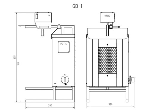 Potis GD1/Erdgas D�nergrill, 3,5 kW, max. 7 kg Fleisch, BTH 320 x 420 x 605 mm